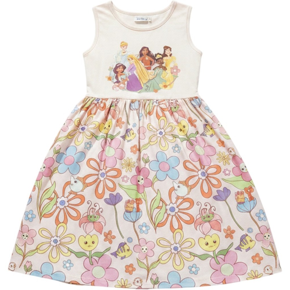 Disney Princess Girls Summer Dress 5-6 Pink Tank Floral Play Casual Sleeveless